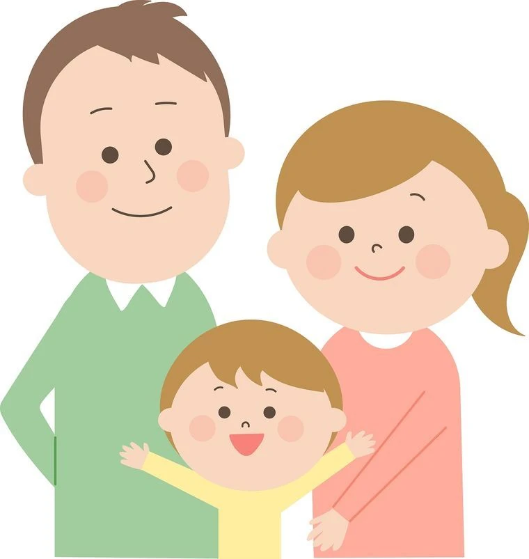 30代女性会員と40代男性の再婚同士の幸せなお二人のイラストです